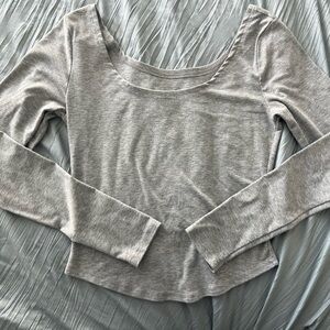 Elegant Gray Long Sleeve Women's Top